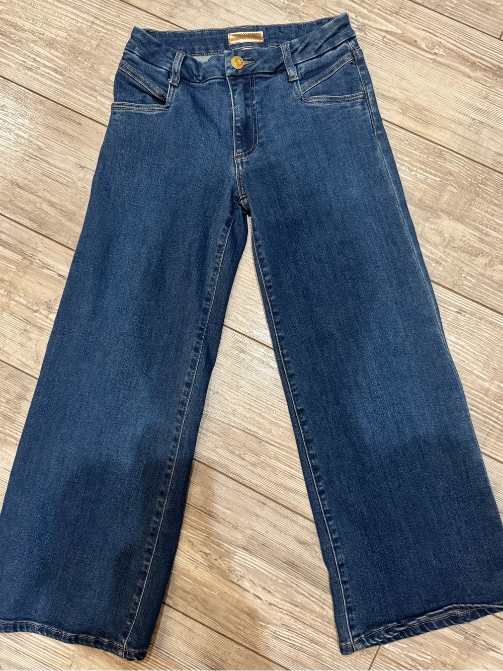Kut From The Cloth Mid Rise Meg Wide Leg Dark Blue Denim Jeans